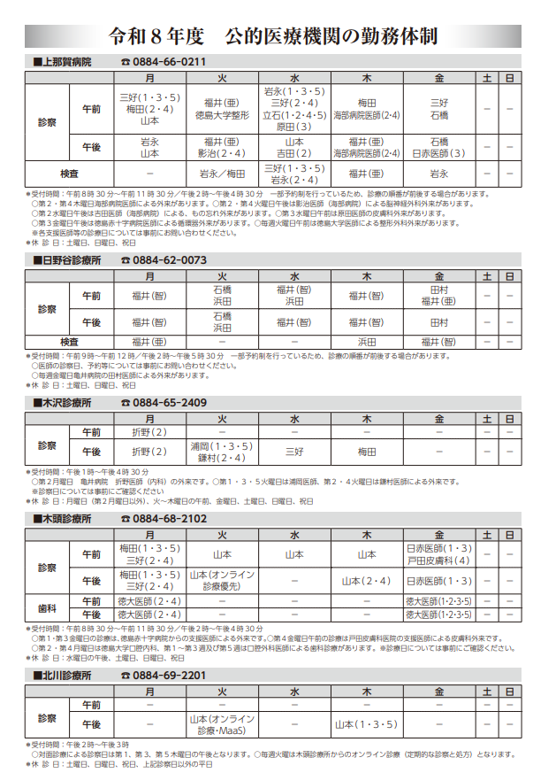 令和8年度勤務体制