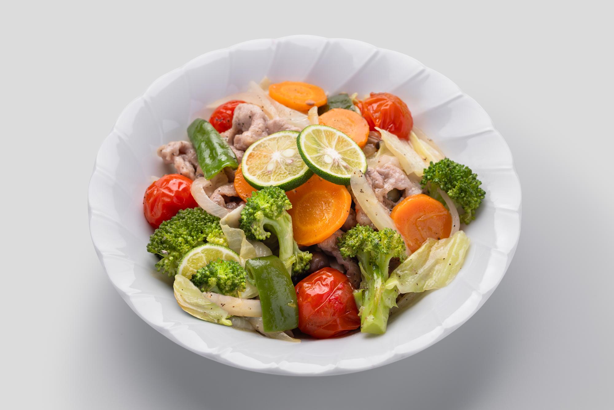 フライパンで肉とたっぷり野菜の減塩蒸し煮