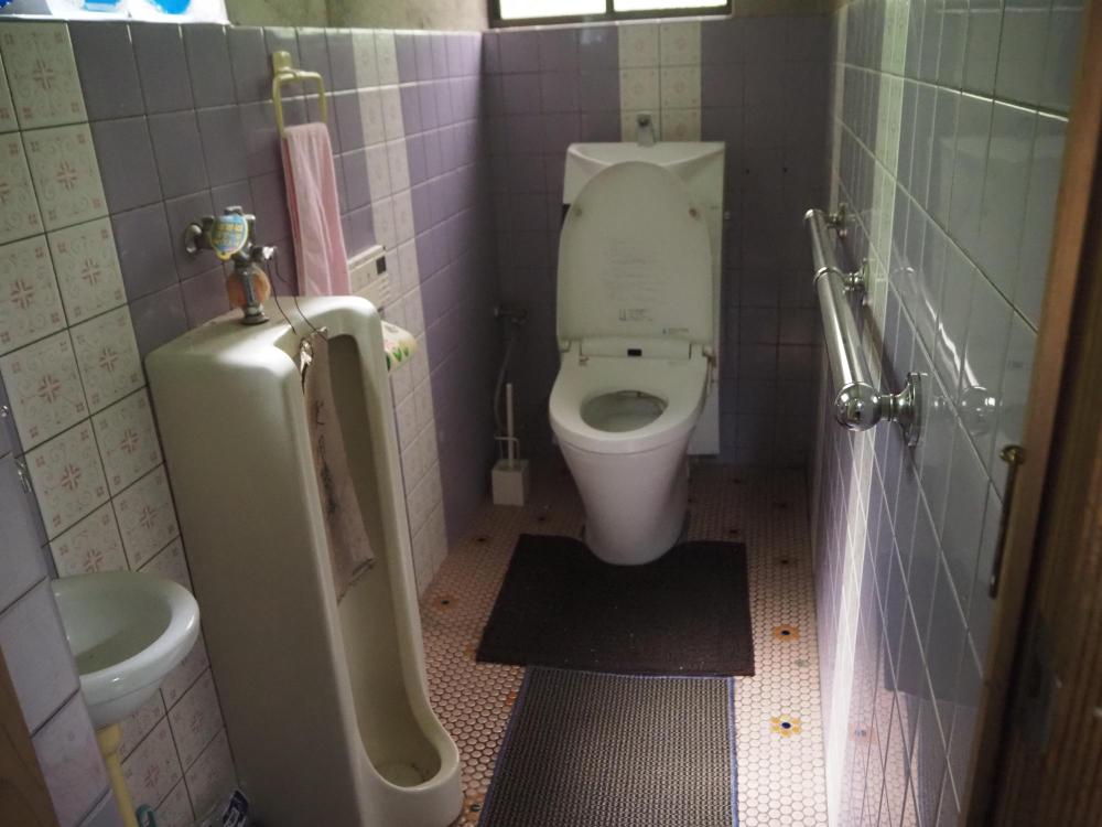 タイル張りの男子便器と洋式トイレの写真
