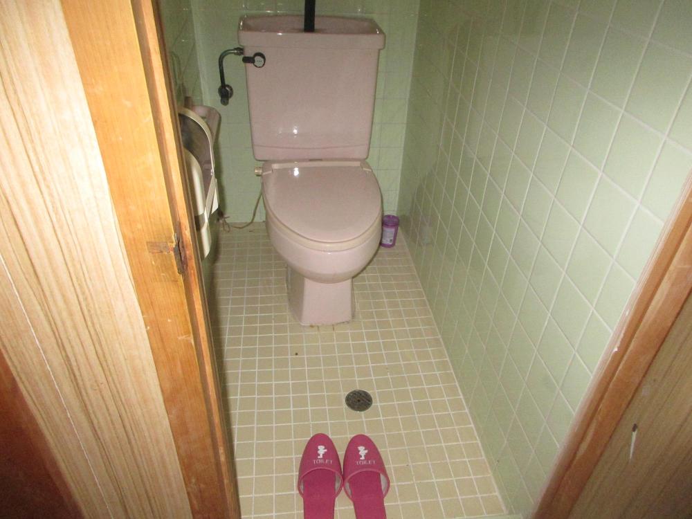 ピンクの洋式トイレの写真