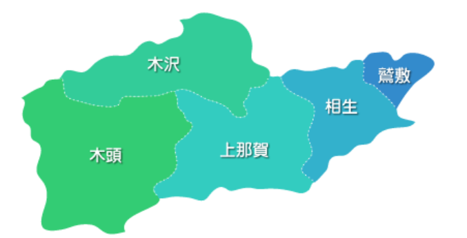 那賀町の地区別マップ
